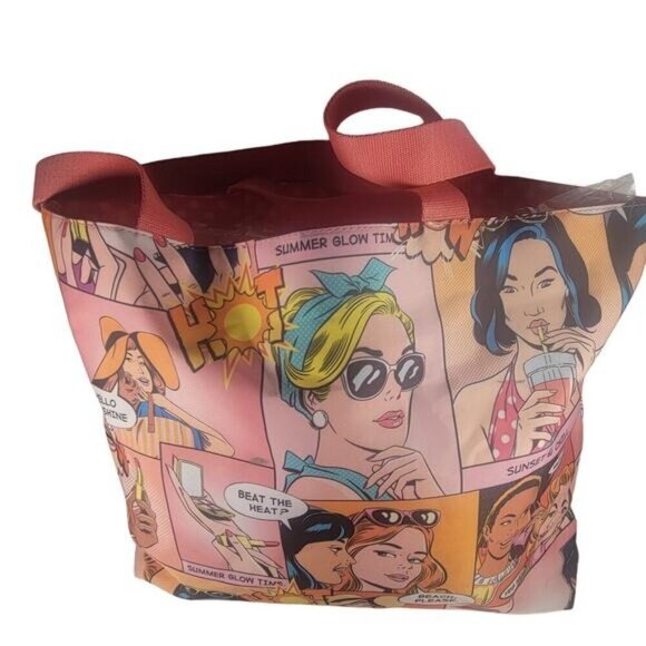 Estee Lauder Summer Glow Time Cartoon Beauty Casual Vacation Resort Tote Bag - Picture 4 of 6